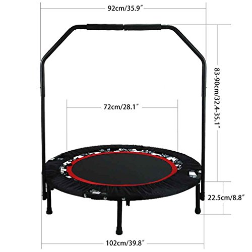 Profun Mini Trampolín Plegable de 40 ", Reboteador de Trampolín Ejercicio para Interiores / jardín / Entrenamiento Cardio, Carga máxima 300 LB (Rojo)