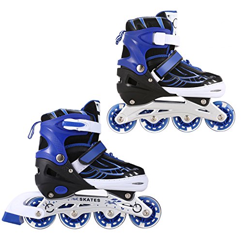 Profun Patines en Línea Niños/Niñas Patines Ajustables con Ruedas Luminosas de PU, Rodamiento de ABEC-7, Flash Ruedas, (Azul, 31-34)