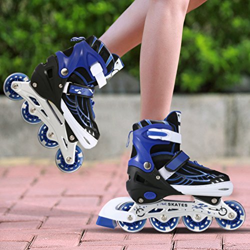 Profun Patines en Línea Niños/Niñas Patines Ajustables con Ruedas Luminosas de PU, Rodamiento de ABEC-7, Flash Ruedas, (Azul, 35-38)
