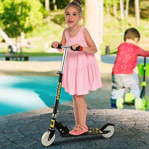 Profun Patinete 2 Ruedas Patinete Plegable para Niños Patinete Infantil con Freno Altura del Manillar Ajustable Patinete Niño Scooter con Luz Led Patinete con Luces para Niñas de 3 - 10 Años