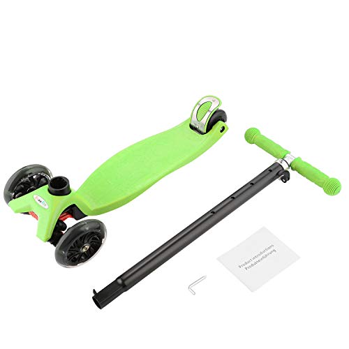 Profun Patinete 4 Ruedas Patinete para Niños de 3-10 Años Patinete Niño con Freno Altura del Manillar Ajustable Patinete Niña con Luces Led Patinetes para Niñas Diseño Desmontable - Verde