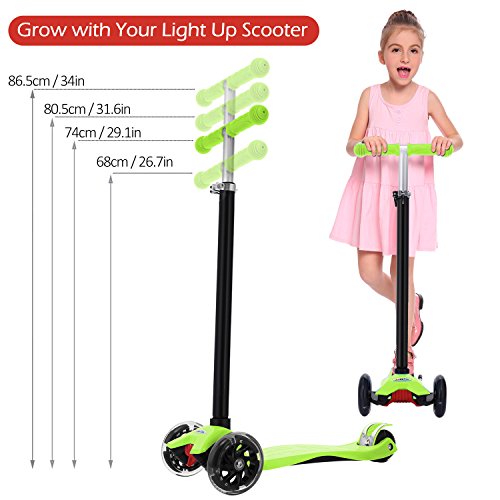Profun Patinete 4 Ruedas Patinete para Niños de 3-10 Años Patinete Niño con Freno Altura del Manillar Ajustable Patinete Niña con Luces Led Patinetes para Niñas Diseño Desmontable - Verde Profun Patinete 4 Ruedas Patinete para Niños de 3-10 Años Patinete Niño con Freno Altura del Manillar Ajustable Patinete Niña con Luces Led Patinetes para Niñas Diseño Desmontable - Verde