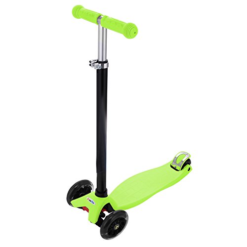 Profun Patinete 4 Ruedas Patinete para Niños de 3-10 Años Patinete Niño con Freno Altura del Manillar Ajustable Patinete Niña con Luces Led Patinetes para Niñas Diseño Desmontable - Verde