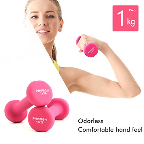 PROIRON Mancuernas de Neopreno -Mancuernas con Revestimiento de Neopreno 2 x 1 kg PROIRON Mancuernas de Neopreno -Mancuernas con Revestimiento de Neopreno 2 x 1 kg