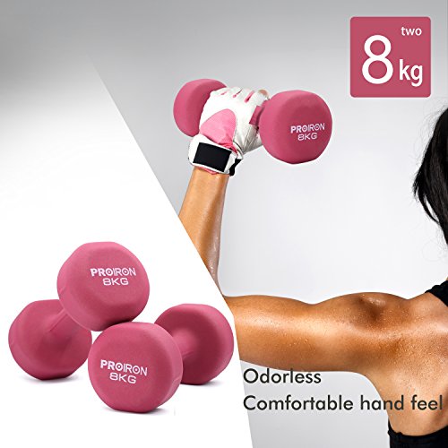 PROIRON Mancuernas de Neopreno -Mancuernas con Revestimiento de Neopreno 2 x 8 kg PROIRON Mancuernas de Neopreno -Mancuernas con Revestimiento de Neopreno 2 x 8 kg