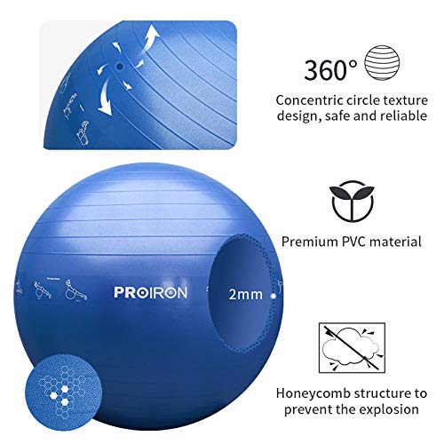 PROIRON Pelota de Pilates 55cm Fitball Pilates Pelota Embarazo (Azul)