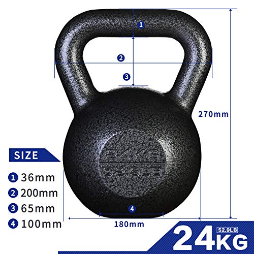 PROIRON Pesa Rusa de Hierro Fundido, Kettlebell 24kg para fisicoculturismo y Entrenamiento con Pesas