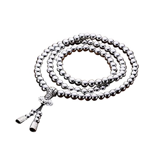 PROKTH Steel Self Defense Catena 108 Buddha perline collana Outdoor Equipment multifunzionale braccialetto Mano Edc Whip Catena Della Vita (Style_A)