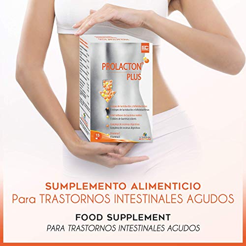 PROLACTON PLUS Probioticos Prebioticos Intestinales y Enzimas Digestivas Naturales y AYUDA EN PROBLEMAS GASTRICOS AGUDOS – Lactobacillus y Bifidobacterias Bromelina Amilasa y Lipasa 15 Capsulas