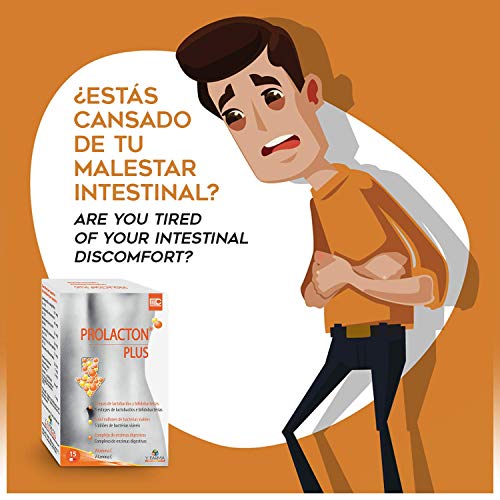 PROLACTON PLUS Probioticos Prebioticos Intestinales y Enzimas Digestivas Naturales y AYUDA EN PROBLEMAS GASTRICOS AGUDOS – Lactobacillus y Bifidobacterias Bromelina Amilasa y Lipasa 15 Capsulas