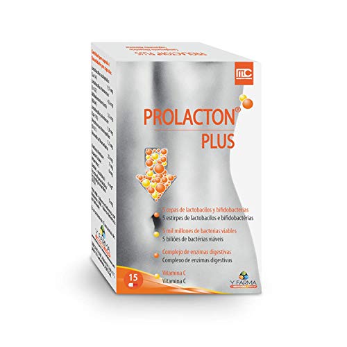 PROLACTON PLUS Probioticos Prebioticos Intestinales y Enzimas Digestivas Naturales y AYUDA EN PROBLEMAS GASTRICOS AGUDOS – Lactobacillus y Bifidobacterias Bromelina Amilasa y Lipasa 15 Capsulas