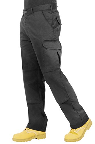 ProLuxe Endurance - Pantalones Tipo Cargo, de Combate, con Bolsillos para Rodillera y Costuras reforzadas, Negro 42T