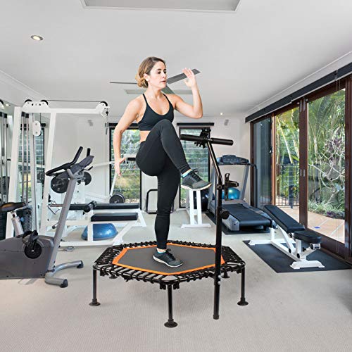 PROMECITY Trampolín de Rebote con Mango Ajustable para Adultos Fitness, Saltar Entrenador Ejercicios Cardiovascualres para Interiores - Límite Máximo 120 KG