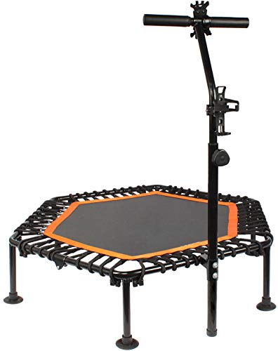 PROMECITY Trampolín de Rebote con Mango Ajustable para Adultos Fitness, Saltar Entrenador Ejercicios Cardiovascualres para Interiores - Límite Máximo 120 KG