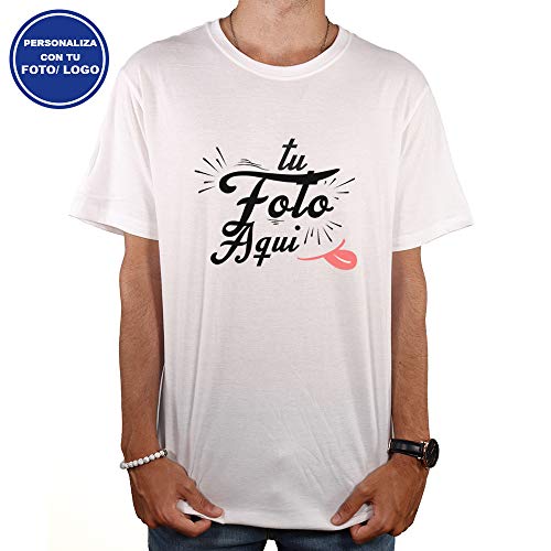 PROMO SHOP Camiseta Personalizada Hombre (Foto o Logo) Blanca · Manga Corta Talla L · 100% Algodón · Impresión Directa (DTG) · Estas Camisetas Personalizas Se Imprimen Directamente sobre el Tejido