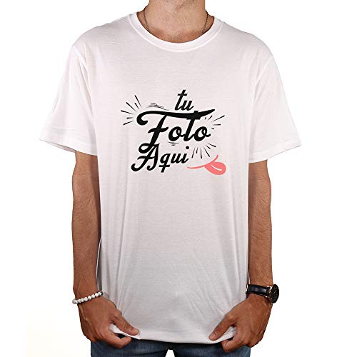 PROMO SHOP Camiseta Personalizada Hombre (Foto o Logo) Blanca · Manga Corta Talla L · 100% Algodón · Impresión Directa (DTG) · Estas Camisetas Personalizas Se Imprimen Directamente sobre el Tejido