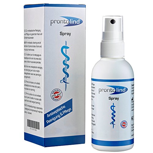 Prontolind aerosol [75ml] para la limpieza antibacteriana y el cuidado de perforaciones, túneles, tapones y modificaciones corporales Recomendado por los principales estudios de piercing [Multicolor]