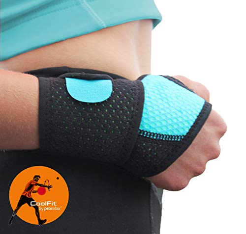 prorelax Vendaje de muñeca Cool Fit - Para el movimiento sin dolor en la mano. prorelax Vendaje de muñeca Cool Fit - Para el movimiento sin dolor en la mano.