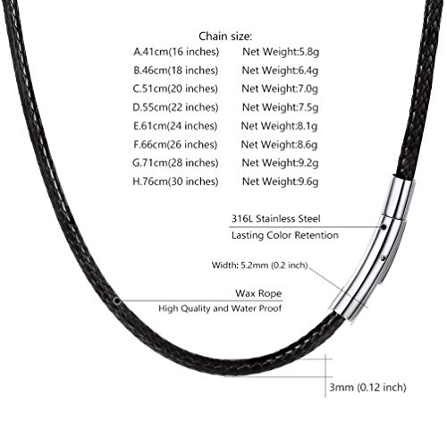 PROSTEEL Collar de Cuero Genuino para Hombre, 3mm Cadena de Cuero con Cierre de Acero Inoxidable Collar Básico PROSTEEL Collar de Cuero Genuino para Hombre, 3mm Cadena de Cuero con Cierre de Acero Inoxidable Collar Básico