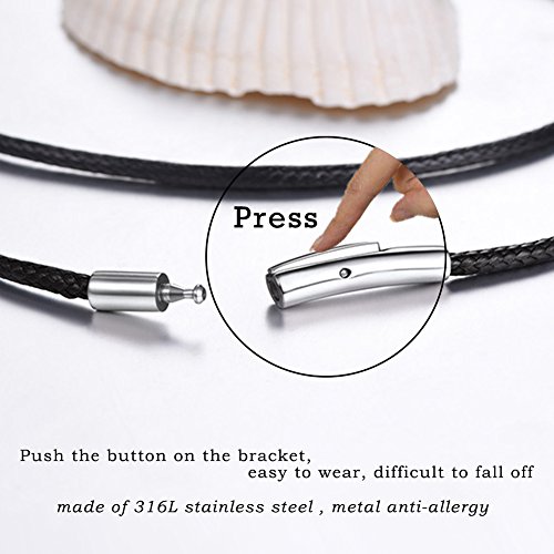 PROSTEEL Collar de Cuero Genuino para Hombre, 3mm Cadena de Cuero con Cierre de Acero Inoxidable Collar Básico PROSTEEL Collar de Cuero Genuino para Hombre, 3mm Cadena de Cuero con Cierre de Acero Inoxidable Collar Básico