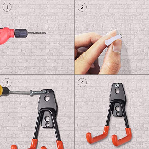 Proster 10 Pcs Gancho Pesado de Pared Soporte de Pared Ganchos Pesados para Colgar Bici Herramientas Escaleras Colgador con 2 Tornillos de Fijación en Taller Almacen Casa Garaje Tiendas