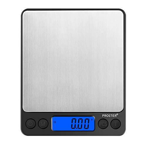 Proster Mini Escala Digital de Bolsillo 0.01-500g Escala Postal de Alta Precisión para Alimento de la Cocina, Pesar Gemas, Joyas y Otros Objetos Preciosos - Color Plata y Negro Proster Mini Escala Digital de Bolsillo 0.01-500g Escala Postal de Alta Precisión para Alimento de la Cocina, Pesar Gemas, Joyas y Otros Objetos Preciosos - Color Plata y Negro