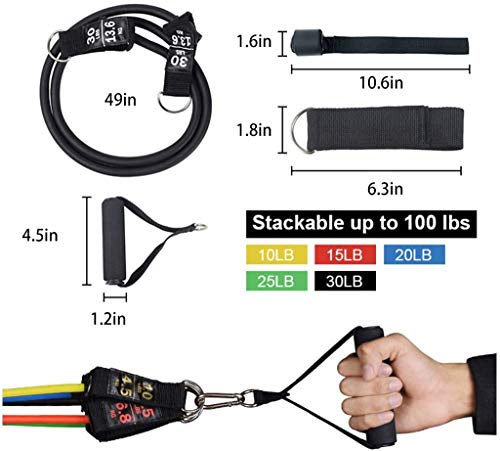 PROTAURI Bandas de Ejercicios con Bandas de Resistencia física Que incluya 5 Bandas de Ejercicios apilables con Ancla de Puerta, manijas, Estuche para Entrenamiento de Resistencia, Fisioterapia PROTAURI Bandas de Ejercicios con Bandas de Resistencia física Que incluya 5 Bandas de Ejercicios apilables con Ancla de Puerta, manijas, Estuche para Entrenamiento de Resistencia, Fisioterapia
