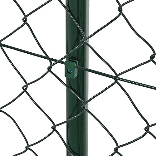 [pro.tec] Set completo valla cerca - malla de alambre de acero galvanizado ( 80cm x 15m) verde - incluye postes, puntales, anclajes y soporte