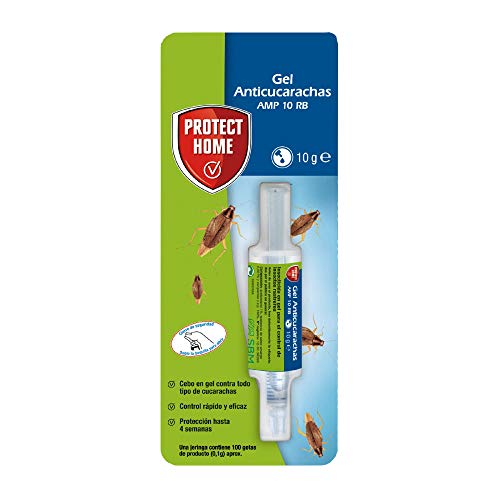 Protect Home Gel Anticucarachas, Cebo de accion inmediata, eficacia Total, 1 jeringuilla Anti Cucarachas, Azul, 1 x 10 gramos