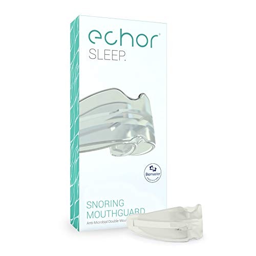 Protector bucal antirronquidos Echor, Plástico férula bucal antimicrobiana doble para dejar de roncar, para dormir- Talla única, para hombre y mujer. Transparente