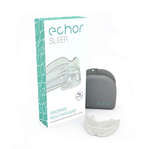 Protector bucal antirronquidos Echor, Plástico férula bucal antimicrobiana doble para dejar de roncar, para dormir- Talla única, para hombre y mujer. Transparente