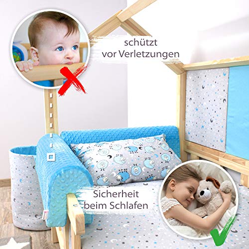 protector cuna barrera cama - protector cama anticaida, infantil protector pared cama niños (azul, 90 cm)