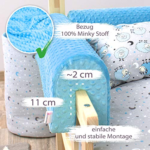 protector cuna barrera cama - protector cama anticaida, infantil protector pared cama niños (azul, 90 cm)