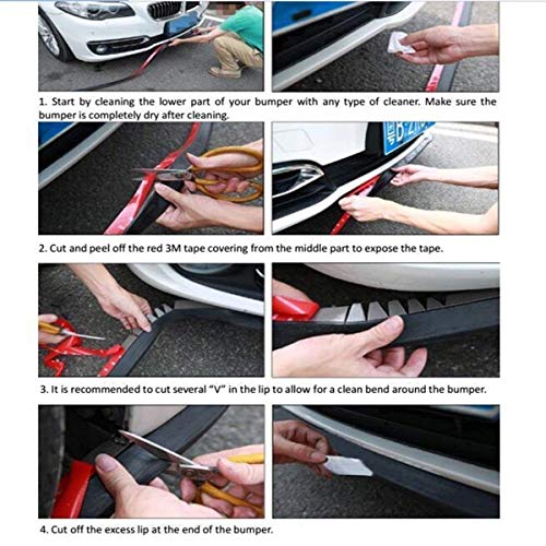 Protector de Parachoques, CompraFun Coche Alerón Labio Delantero Caucho 2.5M Universal Protector Pegatina de Parachoques de Coche Delantera Lip Bumper Falda de Coches Fuerte Pegajoso (Negro+Plata)