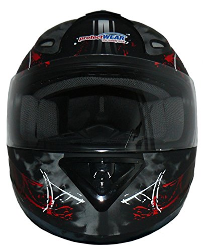 Protectwear Casco de moto negro-rojo 99 FS-801-99R Tamaño S