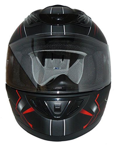 Protectwear Casco de Moto, Rojo/Negro, M