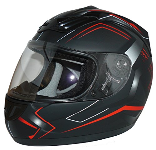 Protectwear Casco de Moto, Rojo/Negro, M