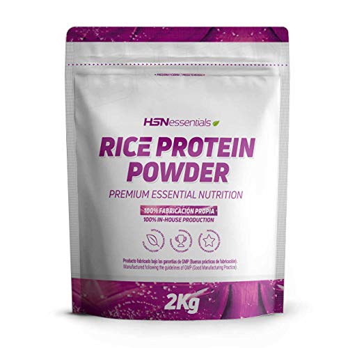 Proteína de Arroz de HSN | Proteína Vegana Concentrada de Arroz Integral | Rice Protein Powder | Recuperación + Masa Muscular | Sin Azúcar, Sin Lactosa, Sabor Natural, 2 Kg