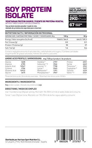 Proteína de Soja Aislada de HSN | Vegan Protein | Proteína Vegana con Stevia | Soy Protein Isolate | Sin Gluten, Sin Colesterol, Sin OMG, Sin Azúcar, Sin Lactosa, Sabor Neutro, 2 Kg Proteína de Soja Aislada de HSN | Vegan Protein | Proteína Vegana con Stevia | Soy Protein Isolate | Sin Gluten, Sin Colesterol, Sin OMG, Sin Azúcar, Sin Lactosa, Sabor Neutro, 2 Kg