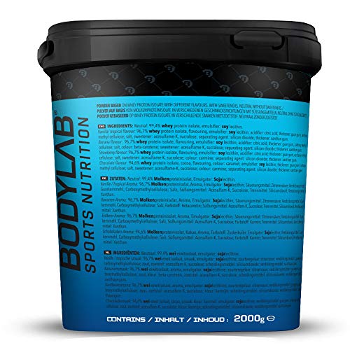 Proteína de suero aislada de Bodylab24 2 kg | Proteína en polvo, batido 100% suero aislado | Favorece la musculación | Proteína aislada concentrada en polvo hasta un 89% de proteína | Vainilla Proteína de suero aislada de Bodylab24 2 kg | Proteína en polvo, batido 100% suero aislado | Favorece la musculación | Proteína aislada concentrada en polvo hasta un 89% de proteína | Vainilla