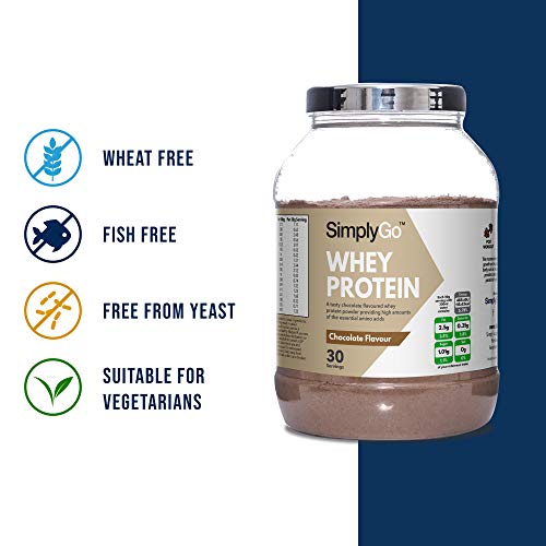 Proteína de Suero de Leche Sabor Chocolate - ¡30 Raciones! - Apto para vegetarianos - 900gr - SimplySupplements Proteína de Suero de Leche Sabor Chocolate - ¡30 Raciones! - Apto para vegetarianos - 900gr - SimplySupplements