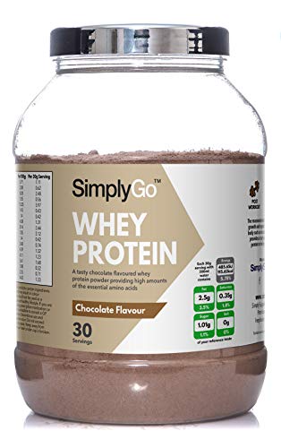 Proteína de Suero de Leche Sabor Chocolate - ¡30 Raciones! - Apto para vegetarianos - 900gr - SimplySupplements