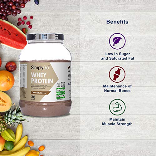 Proteína de Suero de Leche Sabor Chocolate - ¡30 Raciones! - Apto para vegetarianos - 900gr - SimplySupplements Proteína de Suero de Leche Sabor Chocolate - ¡30 Raciones! - Apto para vegetarianos - 900gr - SimplySupplements