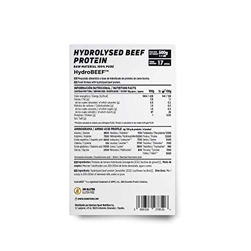 Proteína Hidrolizada de Carne Bovina de HSN | Beef Protein | Con HydroBEEF | Sin Gluten, Sin Lactosa, Sin Soja, Sin Edulcorante, Sin Sabor, En Polvo, 500 g