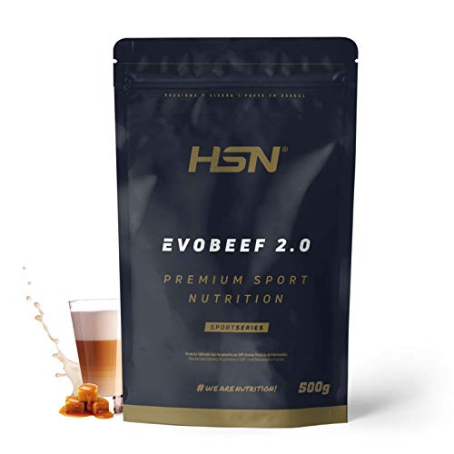 Proteína Hidrolizada de Carne de HSN Evobeef 2.0 | Hydro Beef Protein | Con Leucina Extra | 100% Proteína de Carne de Ternera | Sin Lactosa, Sin Gluten | Sabor Café y Caramelo, 500g