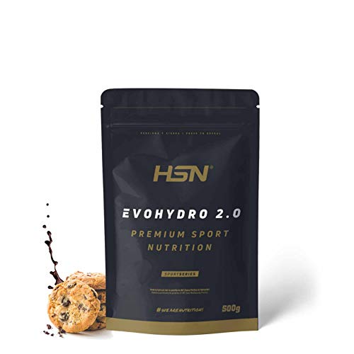 Proteína Hidrolizada de Suero de HSN Evohydro 2.0 | Hydro Whey | A partir de Whey Protein Isolate | Rica en BCAAs y Glutamina | Proteína Vegetariana, Sin Gluten, Sin Lactosa, Choco Galletas, 500g