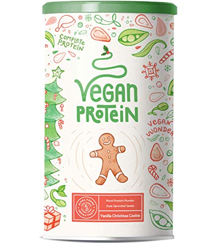 Proteína vegana | GALLETA NAVIDEÑAS DE VAINILLA | Proteína vegetal de soja, arroz, guisantes, semillas de lino, amaranto, semillas de girasol y semillas de calabaza germinadas | 600 g en polvo