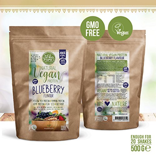 Proteína Vegana Natural - Arándano - 78% de Proteina - Ingredientes orgánicos (500g) Proteína Vegana Natural - Arándano - 78% de Proteina - Ingredientes orgánicos (500g)