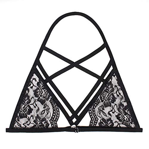 Proumy Lencería Negra Transparente Sujetador Erótico Sostenes de Tiras Cruzadas Ropa Interior con Encaje Floral Camiseta Estampado Blusa Hueco Top Elástico Proumy Lencería Negra Transparente Sujetador Erótico Sostenes de Tiras Cruzadas Ropa Interior con Encaje Floral Camiseta Estampado Blusa Hueco Top Elástico
