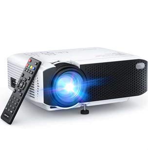 Proyector, APEMAN Mini Proyector Portátil en Casa, Soporte HD 1080P, 5000 Lúmenes, Pantalla Grande, Altavoces Duales, 50000 Horas Vida, Compatible con TV Stick, PS4 (Cable HDMI , RCA Incluido)